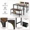 Rustic Brown 4-Piece MDF and Steel Dining Table Set Included Space-Saving Bench and Chairs